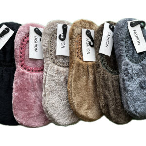 پاپوش پشمي زنانه رنگي دورکش چين دار رنگی