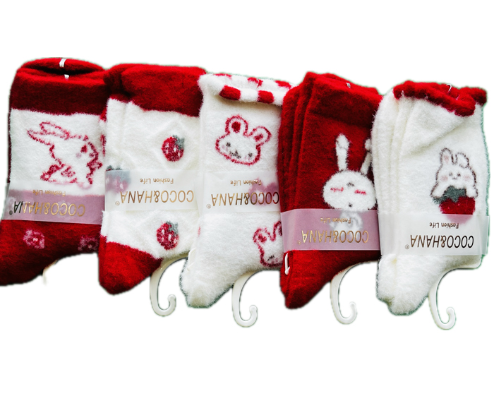 socks-1023 جوراب موهر نیم ساق زنانه برند کوکو طرح خرگوش قرمز