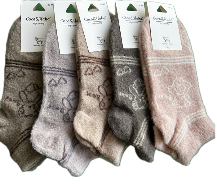 socks-1284 جوراب مچی موهر زنانه کوکو طرح تدی های کوچک رنگی