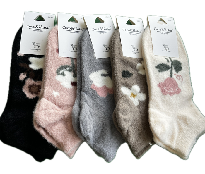socks-1285 جوراب مچی موهر زنانه کوکو طرح گل های متنوع
