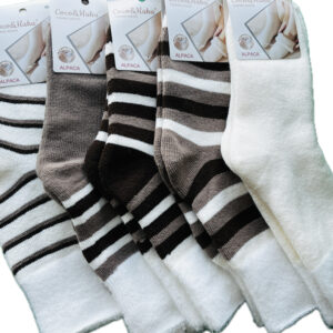 جوراب داخل حوله ای ساقدار زنانه کوکو طرح راه راه قهوه ای و سفید