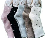 جوراب داخل حوله ای ساقدار زنانه کوکو خال دار سفید رنگبندی