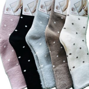 جوراب داخل حوله ای ساقدار زنانه کوکو خال دار سفید رنگبندی