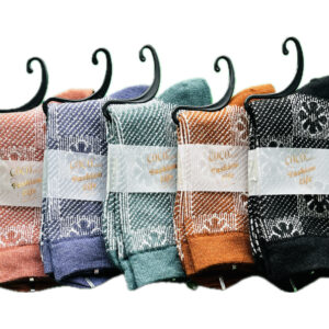 جوراب بافت ساقدار زنانه طرح گلبرگ رنگبندی