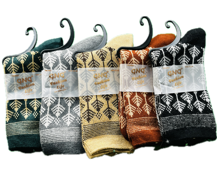 socks-1319 جوراب بافت ساقدار زنانه طرح سنتی رنگبندی