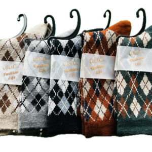 جوراب بافت ساقدار زنانه طرح لوزی رنگبندی