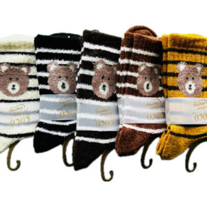 جوراب مودال اعلا ساقدار زنانه طرح تدی و راه راه رنگی