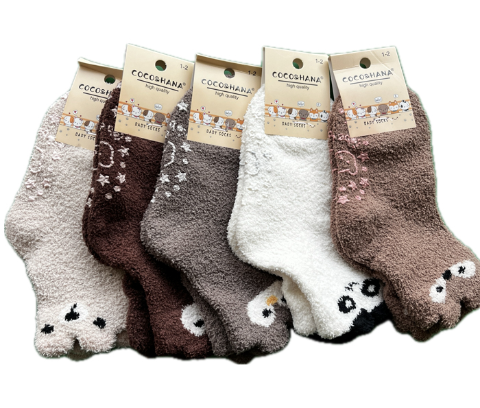 جوراب نیم ساق بوکله بچگانه زیراستپ دار طرح حیوانات گوش دار