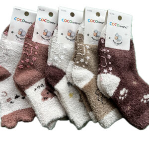 جوراب نیم ساق بوکله بچگانه زیراستپ دار طرح تدی های کوچک قهوه ای